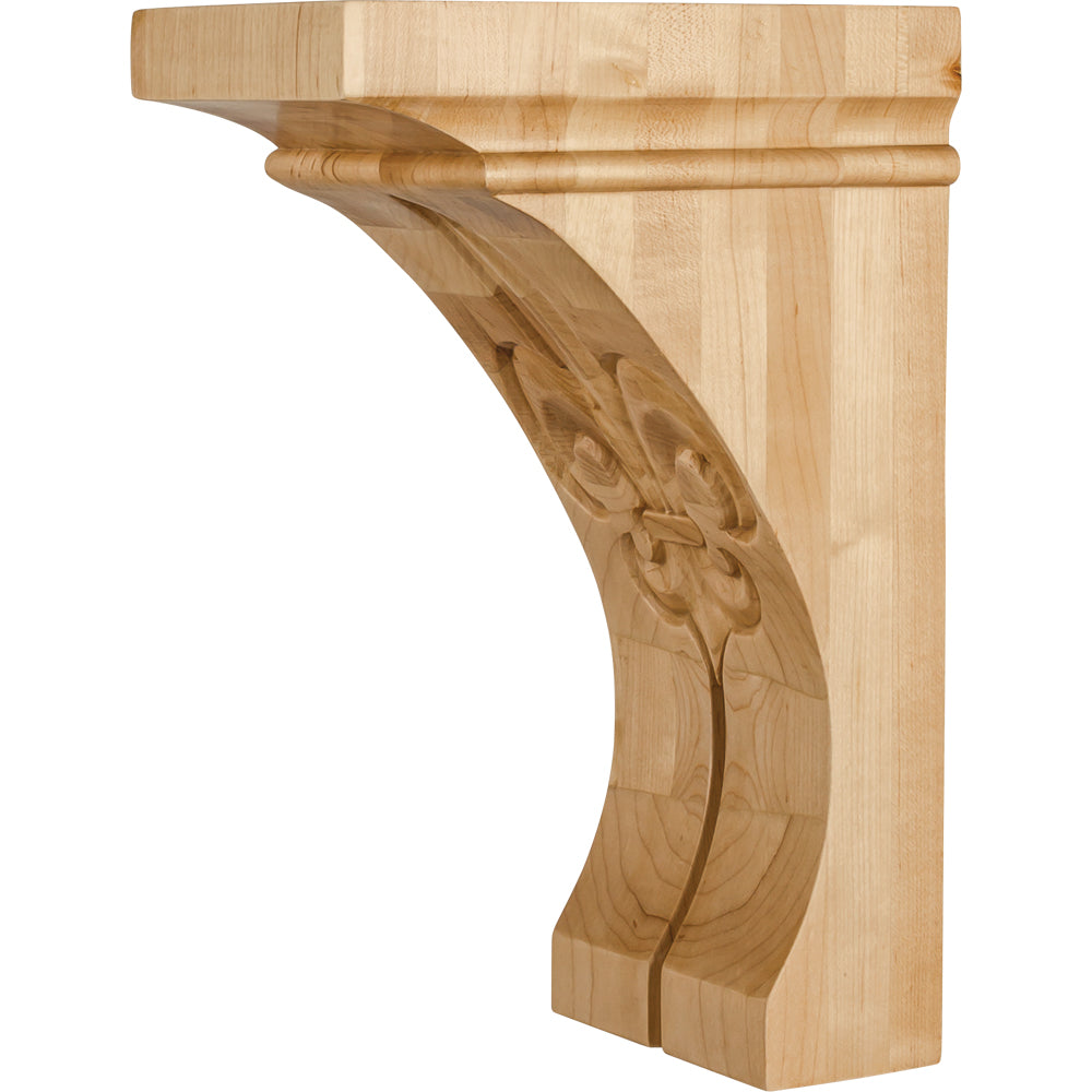 Fleur-de-Lis on Coved Corbel-Unfinished (Rubberwood)