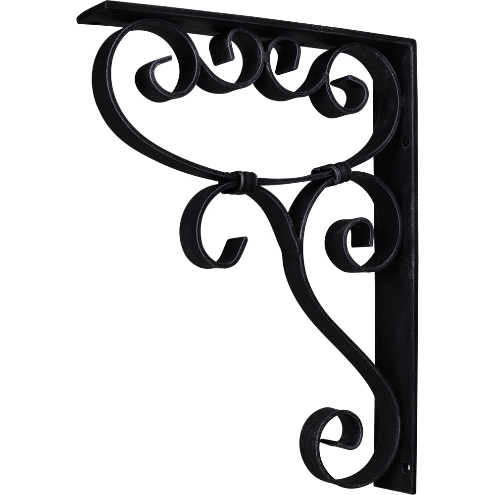 Metal (Iron) Scrolled Bar Bracket with Knot Detail-Black (Steel)