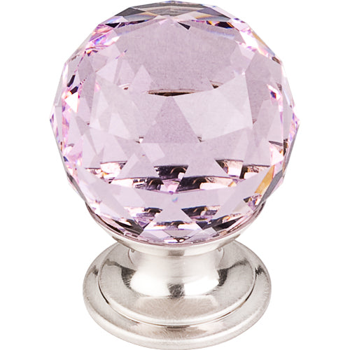 Pink Crystal Knob 1 1/8in. w/ Brushed Satin Nickel Base