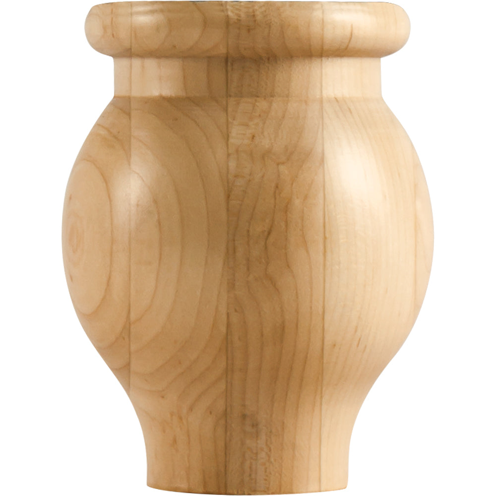 Round Bun Foot with Flat Ogee Design-Unfinished (Alder)