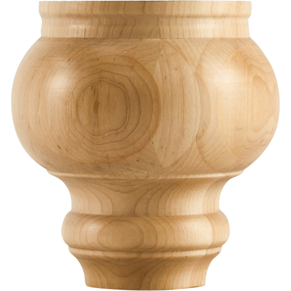 Turned Transitional Bun Foot-Unfinished (Rubberwood)
