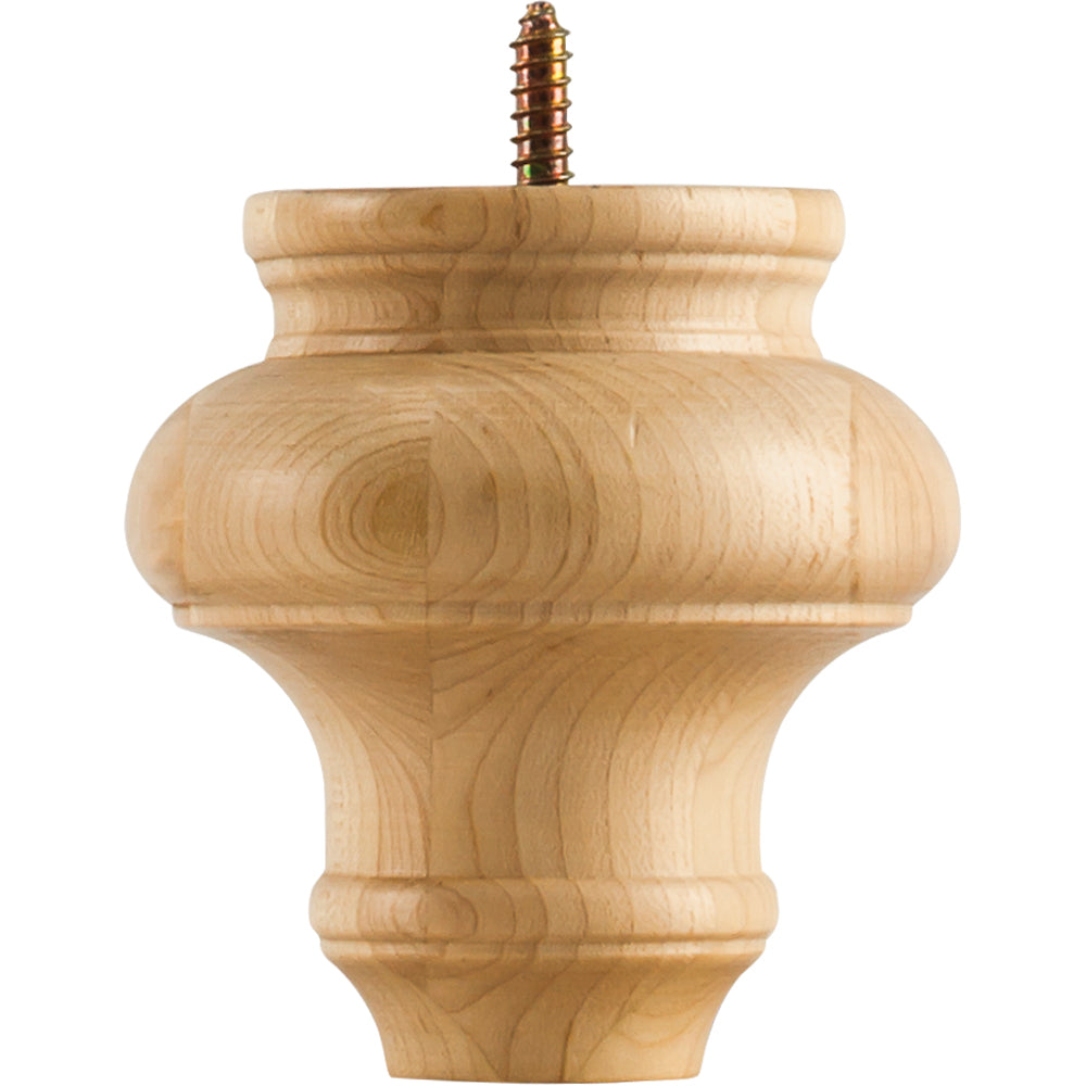 Turned Transitional Bun Foot-Unfinished (Rubberwood)