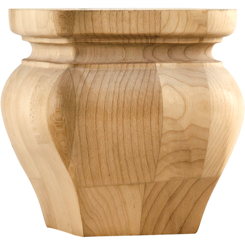 Square Transitional Bun Foot-Unfinished (Rubberwood)