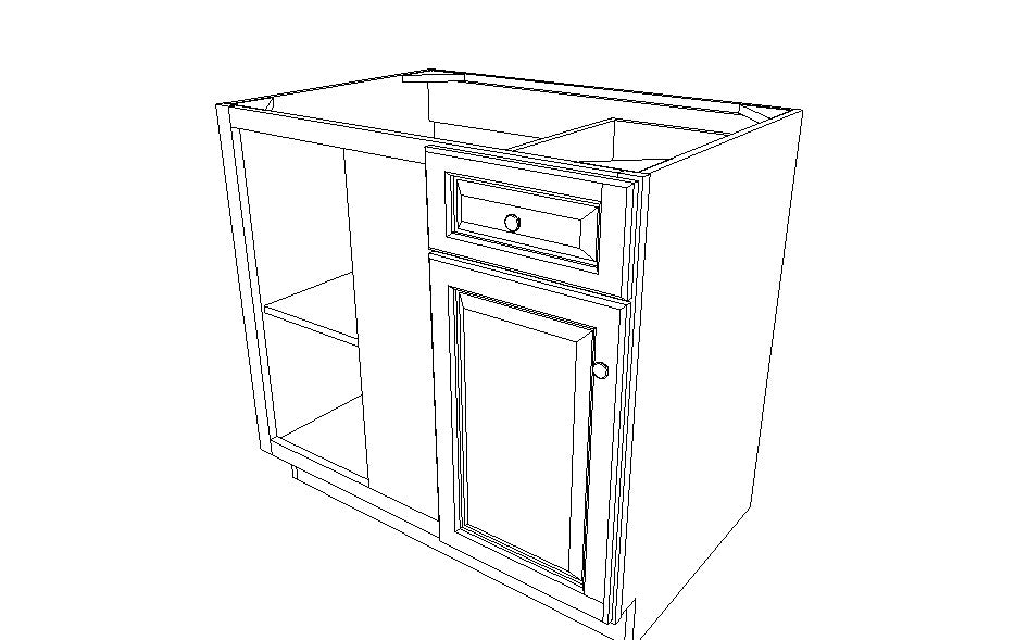 BBLC39/42 R-36”W Base Blind Corner Cabinet Gray Shaker (AG)