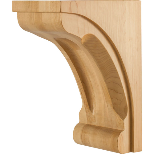 Modern Corbel with Scooped Center and Edges -Unfinished (Rubberwood)