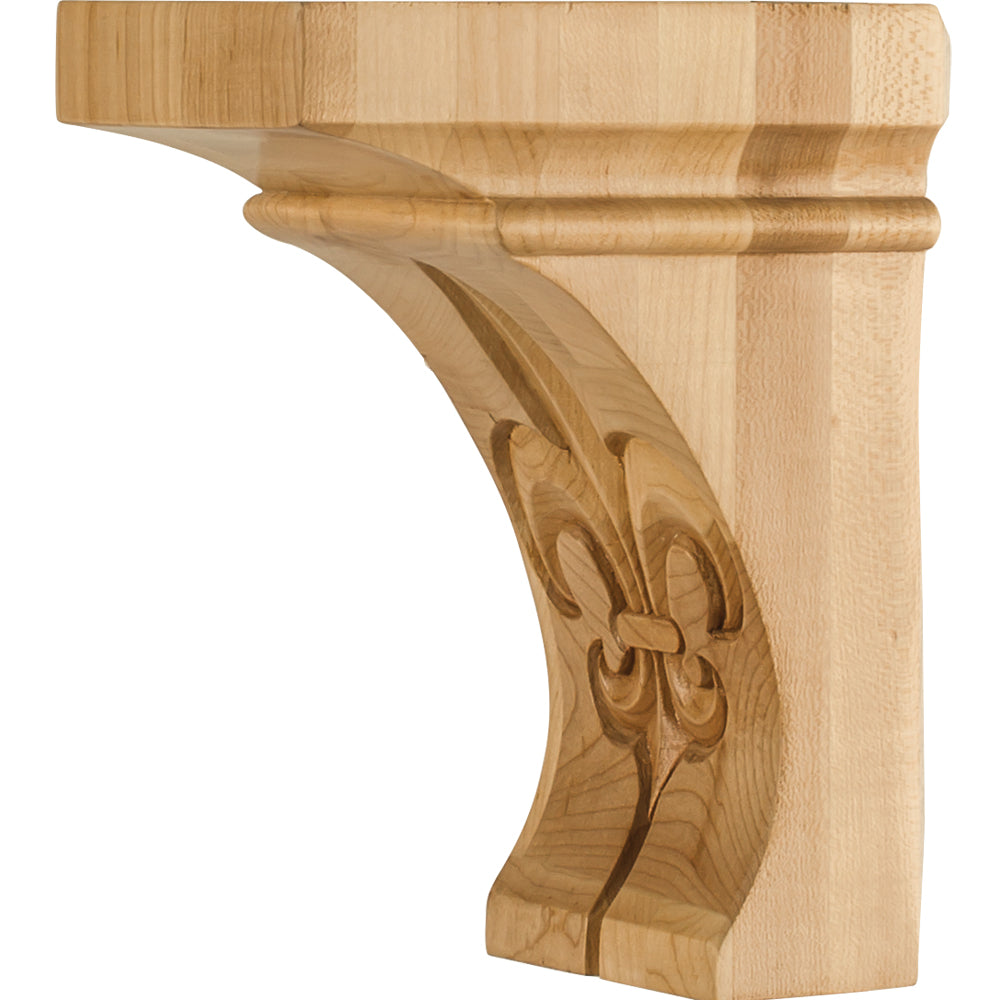 Fleur-de-Lis on Coved Corbel-Unfinished (Alder)