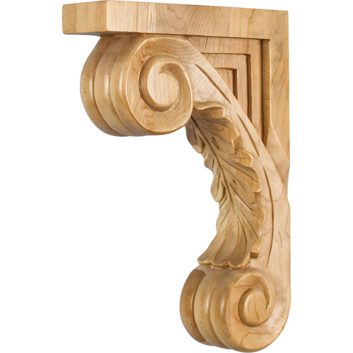 Acanthus Scrolled Traditional Bar Bracket-Unfinished (Hard Maple)