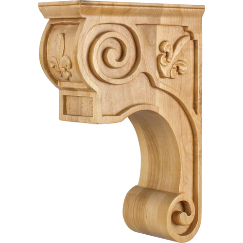 Fleur-De-Lis Traditional Corbel-Unfinished (Cherry)
