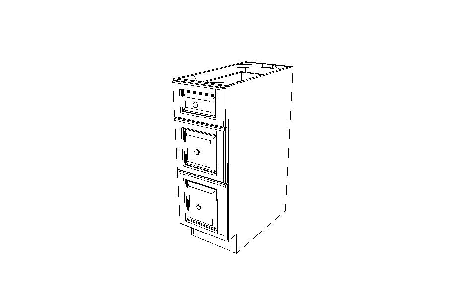 DB12(3) Drawer Base Cabinet Ice White Shaker (AW)
