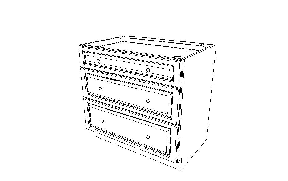 DB36(3) Drawer Base Cabinets Gray Shaker (AG)
