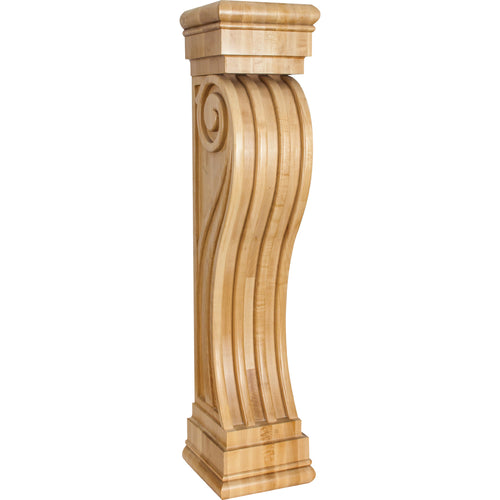 Fluted Art Deco Fireplace Corbel-Unfinished (Alder)