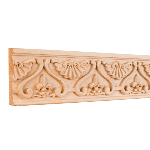 Fleur-De-Lis Traditional Hand Carved Mouldings-Unfinished (Cherry)