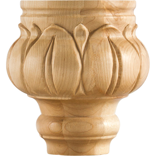 Leaf Traditional Bun Foot-Unfinished (Rubberwood)