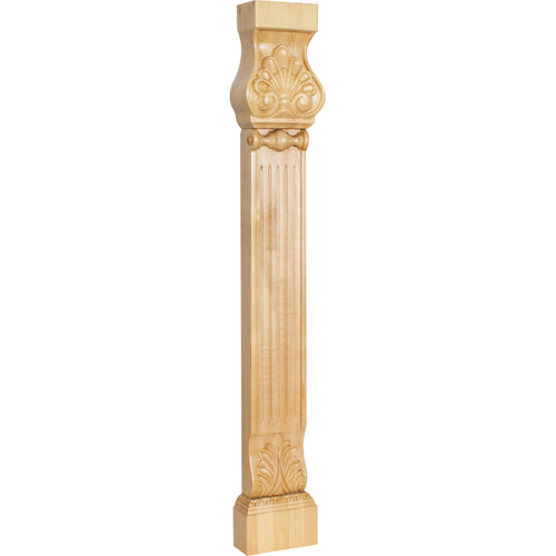 Acanthus & Shell Traditional Pilaster-Unfinished (Rubberwood)