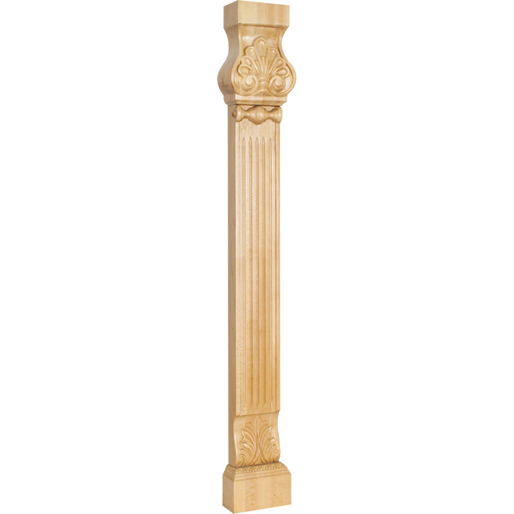 Acanthus & Shell Traditional Pilaster-Unfinished (Rubberwood)