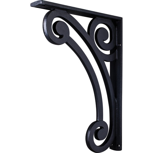 Metal (Iron) Pierced Scrolled Bar Bracket-Black (Steel)