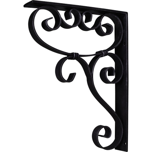 Metal (Iron) Scrolled Bar Bracket with Knot Detail-Black (Steel)