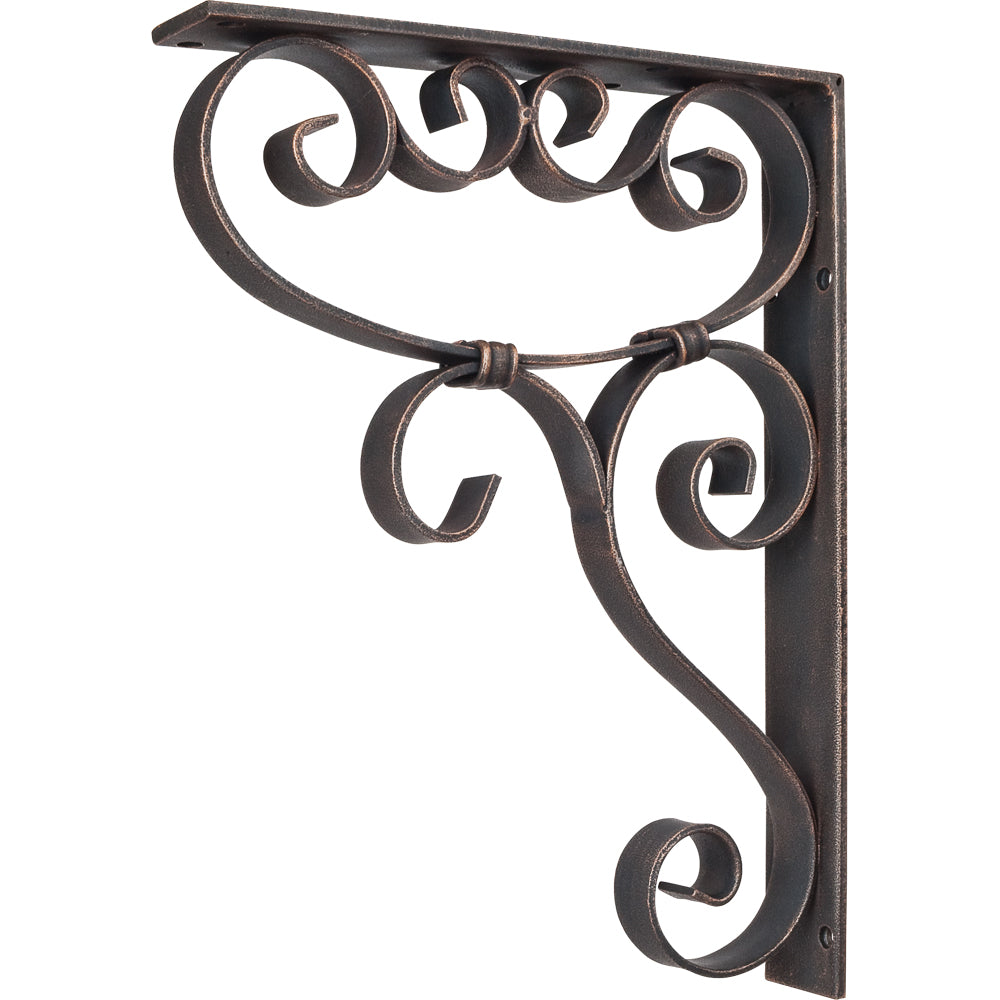 Metal (Iron) Scrolled Bar Bracket with Knot Detail-Brushed Oil Rubbed Bronze (Steel)