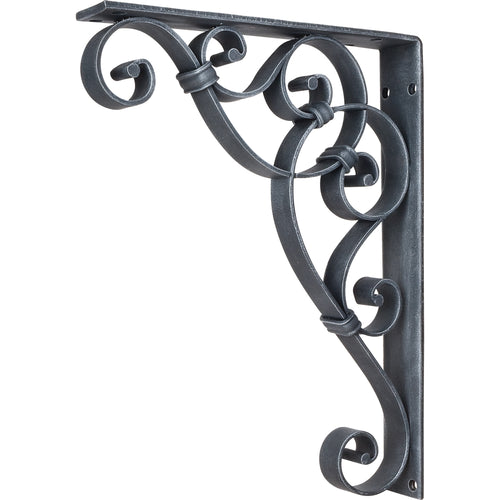 Metal (Iron) Scrolled Bar Bracket with Knot Detail-Distressed Antique Silver (Steel)