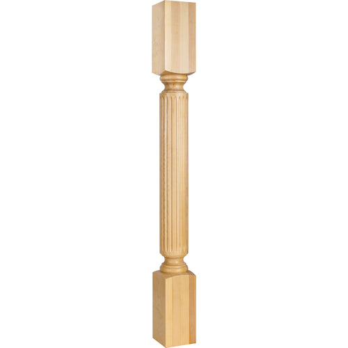 Fluted Traditional Post-Unfinished (Rubberwood)