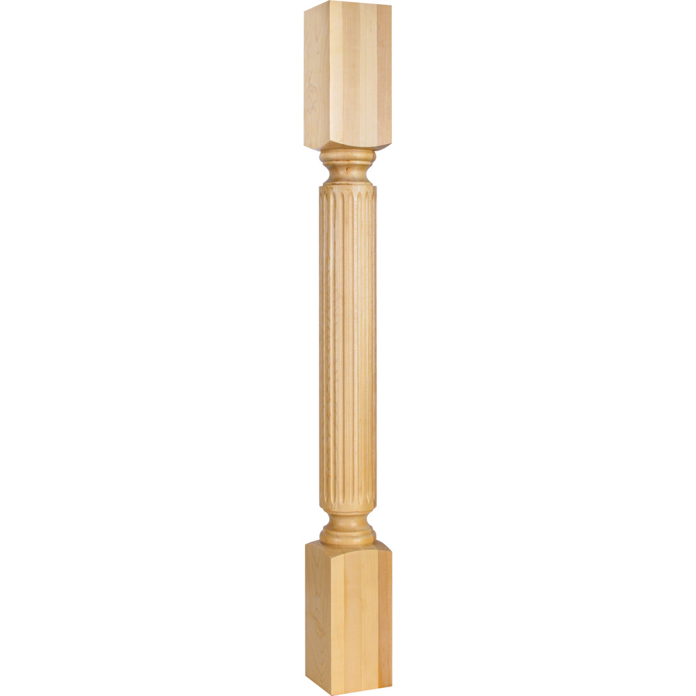 Fluted Traditional Post-Unfinished (Rubberwood)