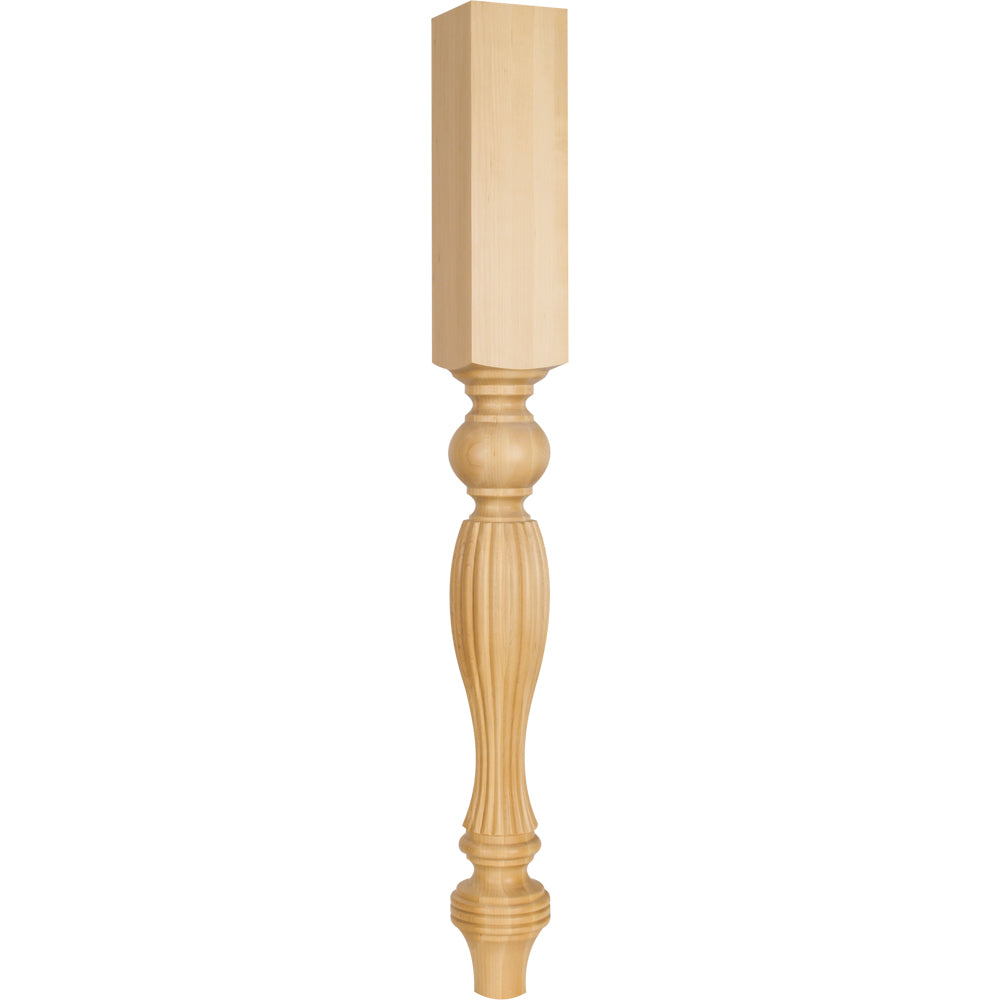 Fluted Traditional Post-Unfinished (Rubberwood)