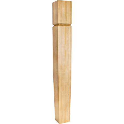 Island Post with Groove and Tapers to the Base-Unfinished (Rubberwood)