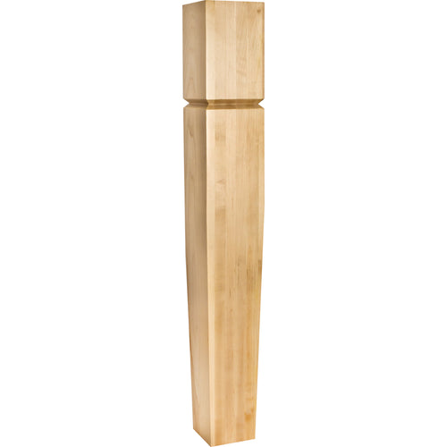 Island Post with Groove and Tapers to the Base-Unfinished (Rubberwood)