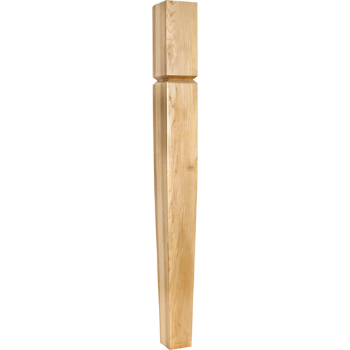 Square Arts and Crafts Post with Groove Tapers to the Base-Unfinished (Alder)
