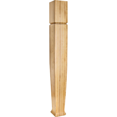 Square Post with in.Vin. Groove Tapers to Base with Flared Foot-Unfinished (Rubberwood)