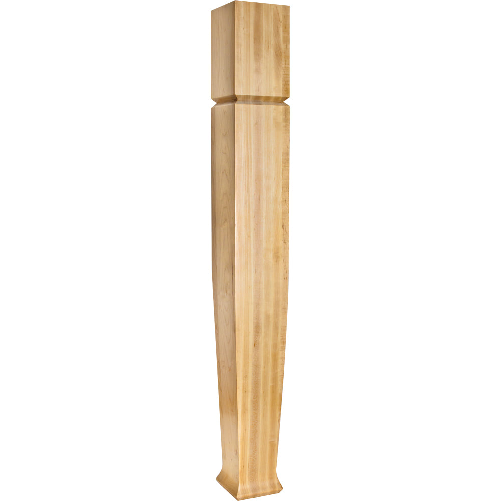 Square Post with in.Vin. Groove Tapers to Base with Flared Foot-Unfinished (Hard Maple)