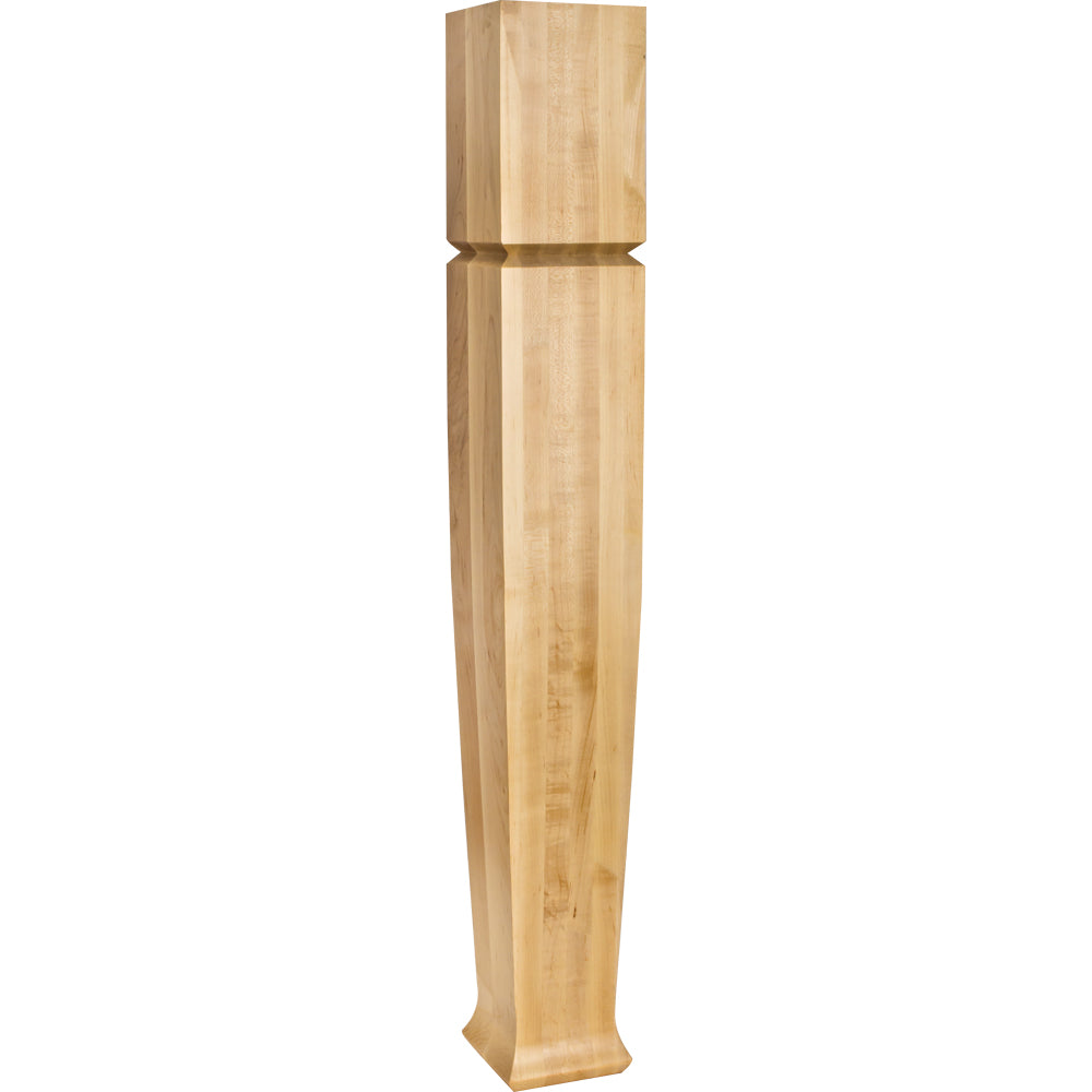 Square Post with in.Vin. Groove Tapers to Base with Flared Foot-Unfinished (Hard Maple)