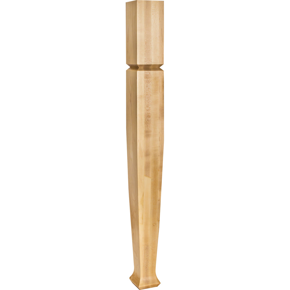 Square Post with in.Vin. Groove Tapers to Base with Flared Foot-Unfinished (Hard Maple)