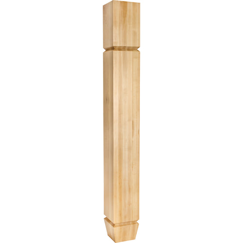 Island Post with Two in.Vin. Grooves and Tapered Foot-Unfinished (Hard Maple)