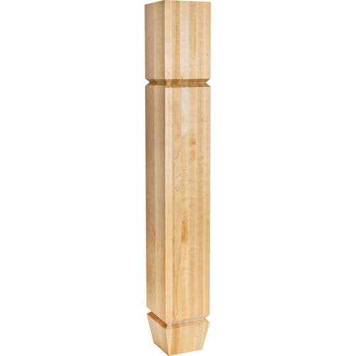 Island Post with Two in.Vin. Grooves and Tapered Foot-Unfinished (Hard Maple)