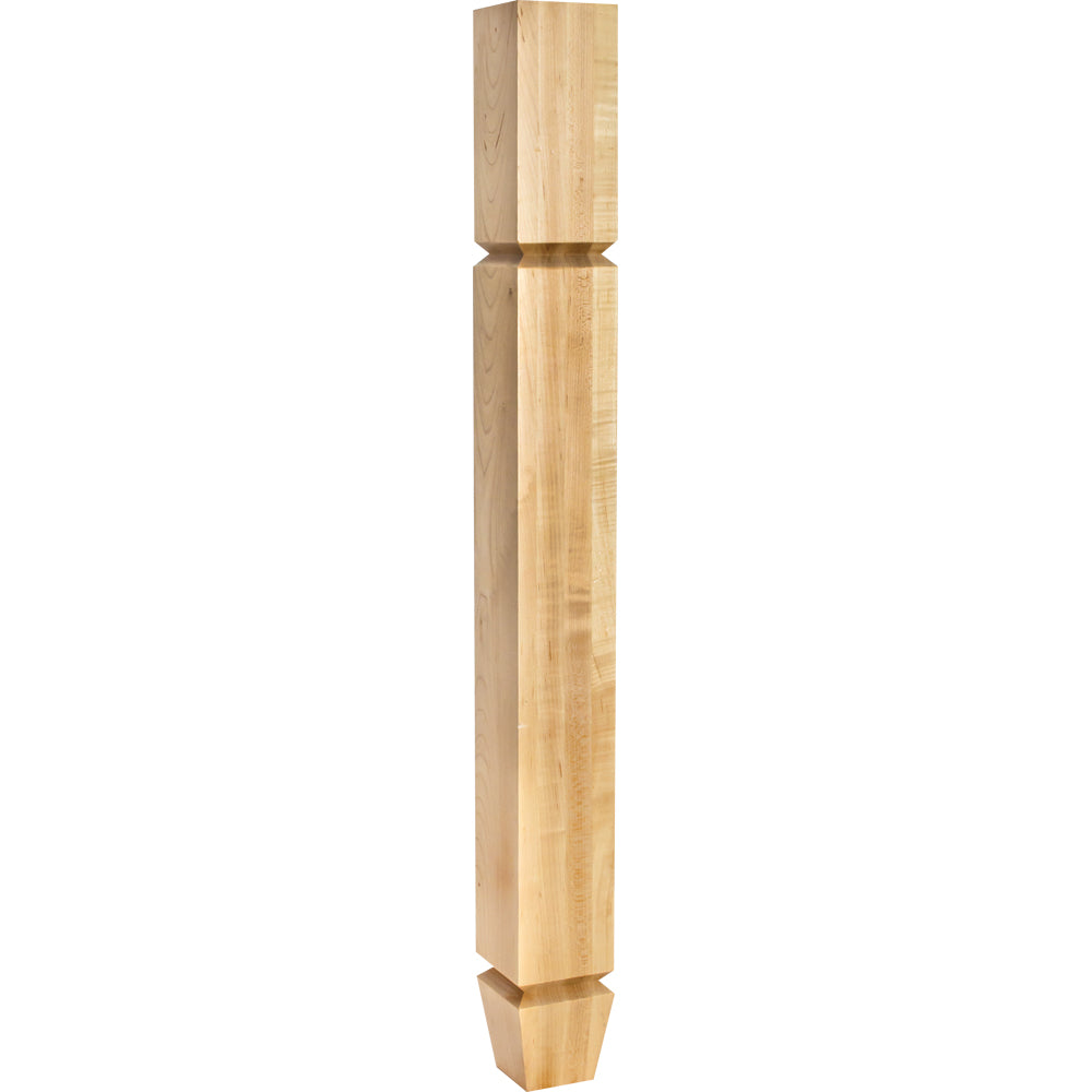 Square Art Deco Post with Two in.Vin. Grooves and Tapered Foot-Unfinished (Alder)