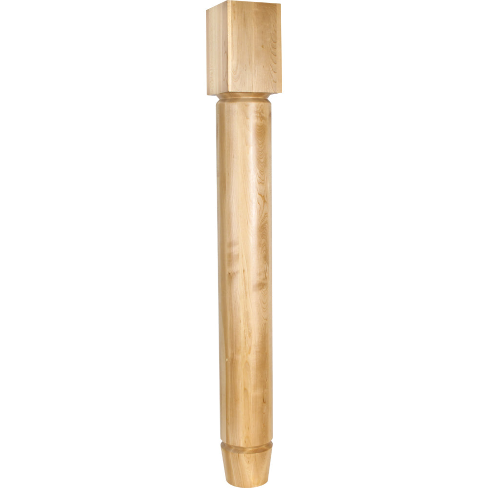 Island Post with Two in.Vin. Grooves and Tapered Foot-Unfinished (Rubberwood)