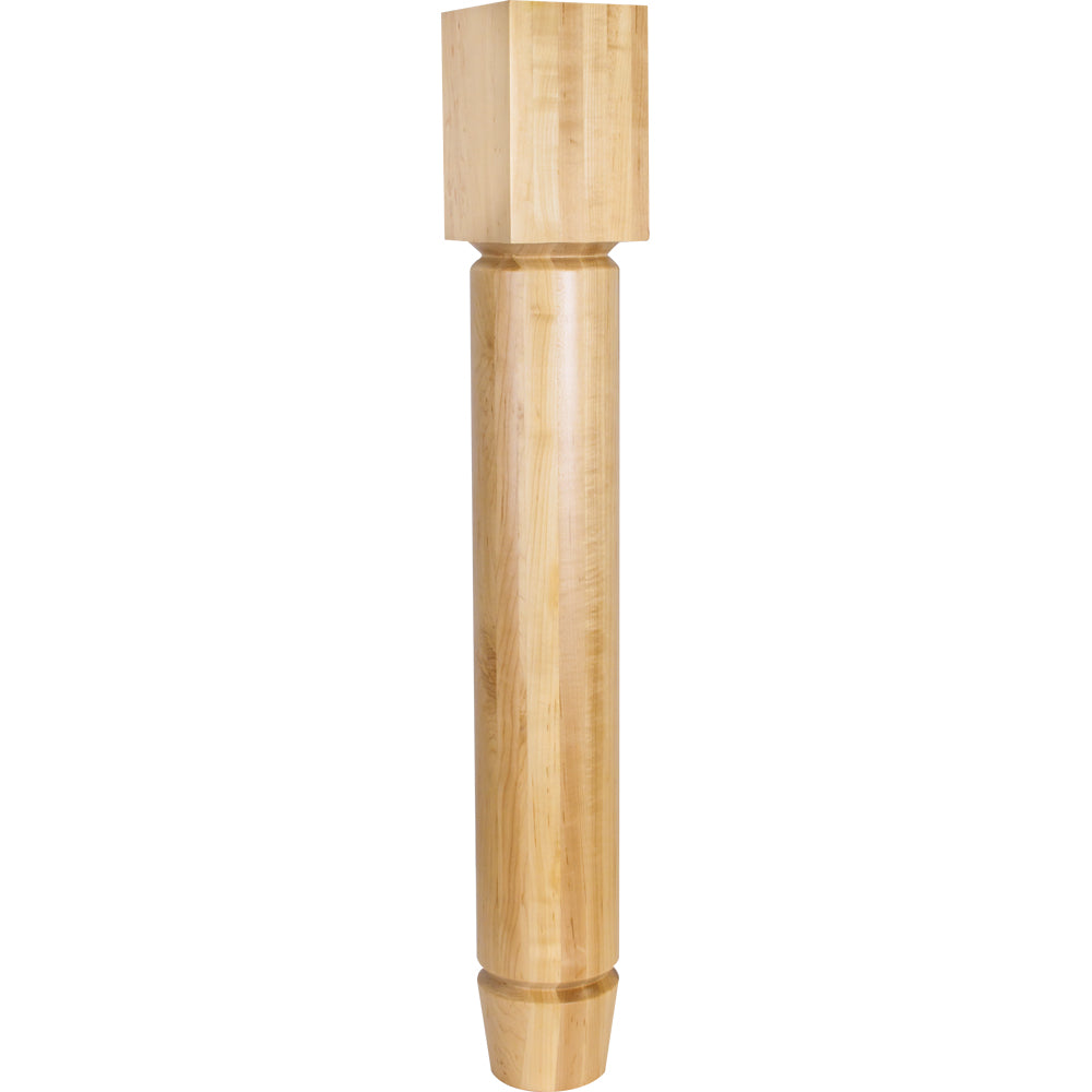 Island Post with Two in.Vin. Grooves and Tapered Foot-Unfinished (Hard Maple)
