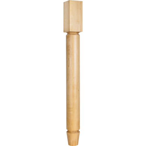 Round Art Deco Post with Two in.Vin. Grooves and Tapered Foot Species: Hard Maple-Unfinished (Hard Maple)