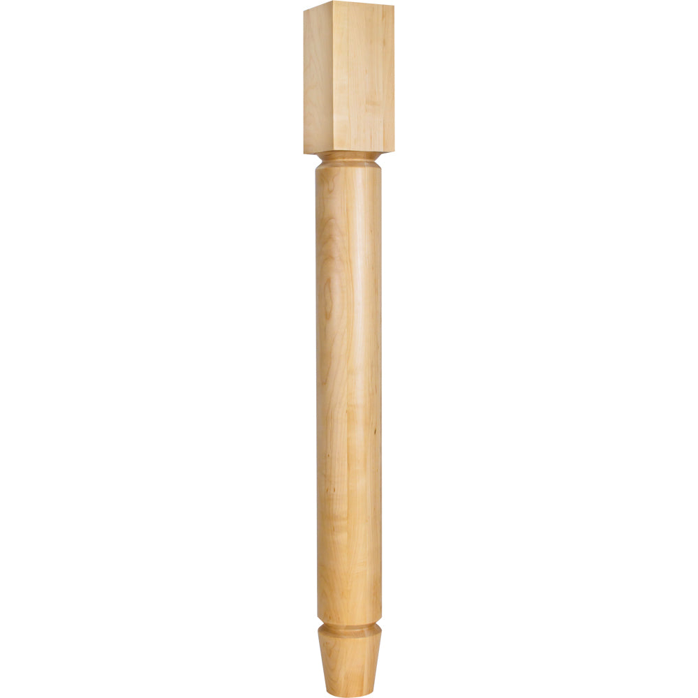 Round Art Deco Post with Two in.Vin. Grooves and Tapered Foot Species: Hard Maple-Unfinished (Hard Maple)