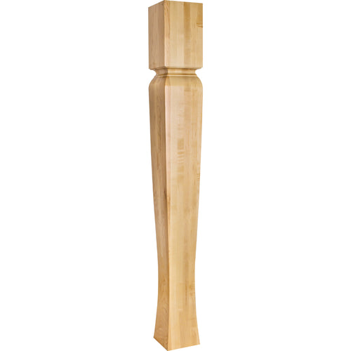 Island Post with Cove Ogee Groove and Tapered Leg-Unfinished (Hard Maple)