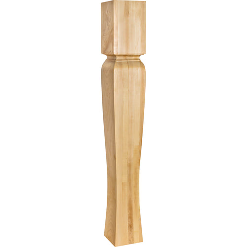Island Post with Cove Ogee Groove and Tapered Leg-Unfinished (Hard Maple)