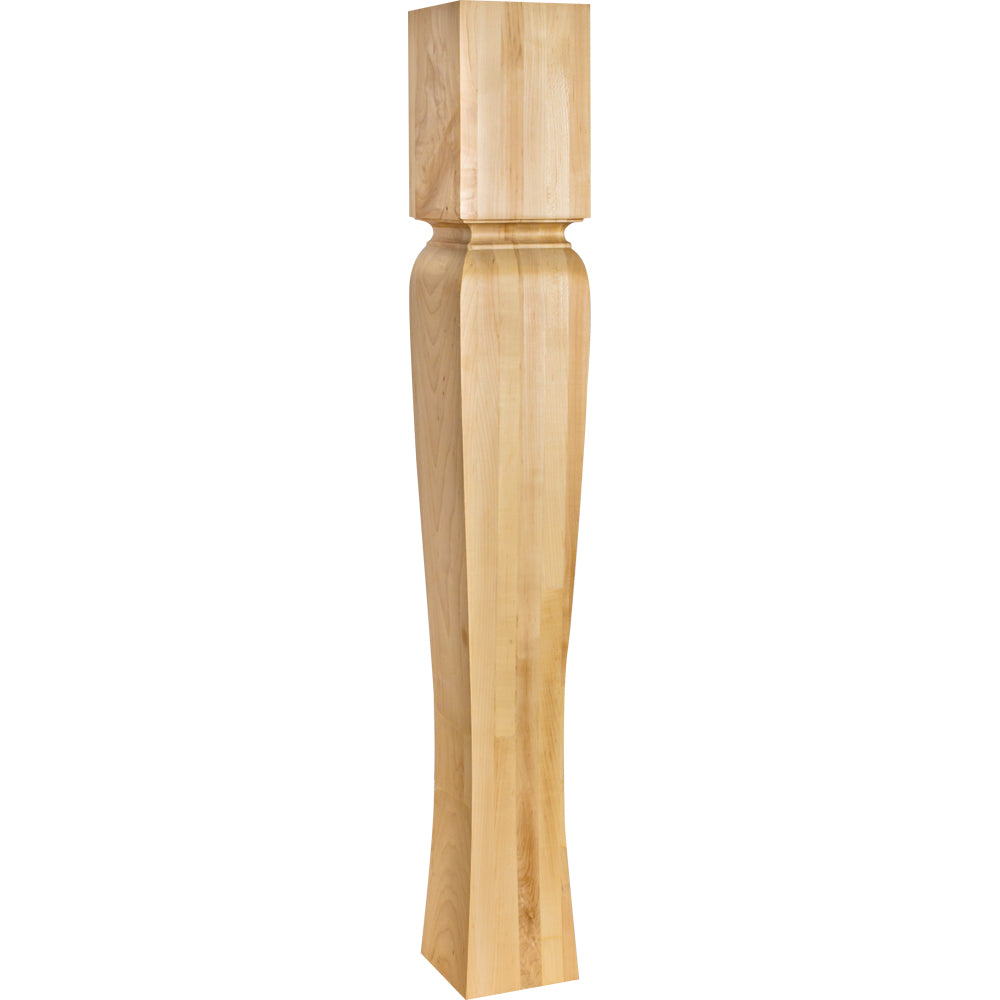 Island Post with Cove Ogee Groove and Tapered Leg-Unfinished (Hard Maple)