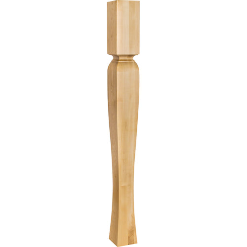 Arts and Crafts Post with Cove Ogee Groove Tapered Leg That Flare at the Base-Unfinished (Rubberwood)