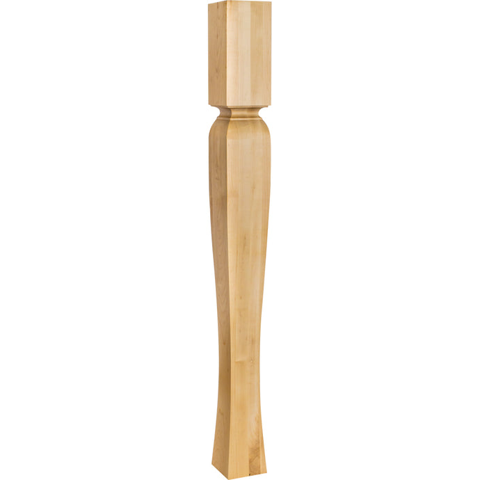 Arts and Crafts Post with Cove Ogee Groove Tapered Leg That Flare at the Base-Unfinished (Rubberwood)