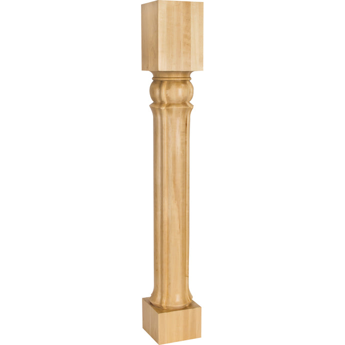 Art Nouveau Island Post with Columnar Design-Unfinished (Rubberwood)