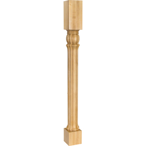 Art Nouveau Post with Columnar Design-Unfinished (Rubberwood)