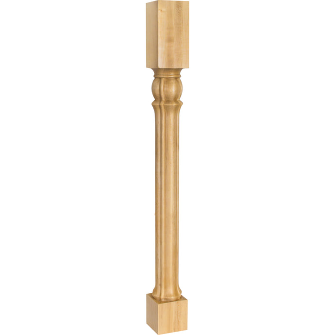 Art Nouveau Post with Columnar Design-Unfinished (Hard Maple)