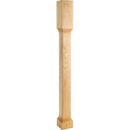 Modern Post with Cove Cut Out   -Unfinished (Rubberwood)