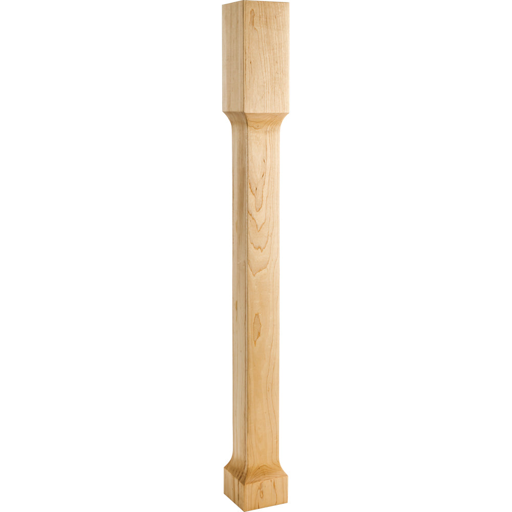 Modern Post with Cove Cut Out   -Unfinished (Rubberwood)